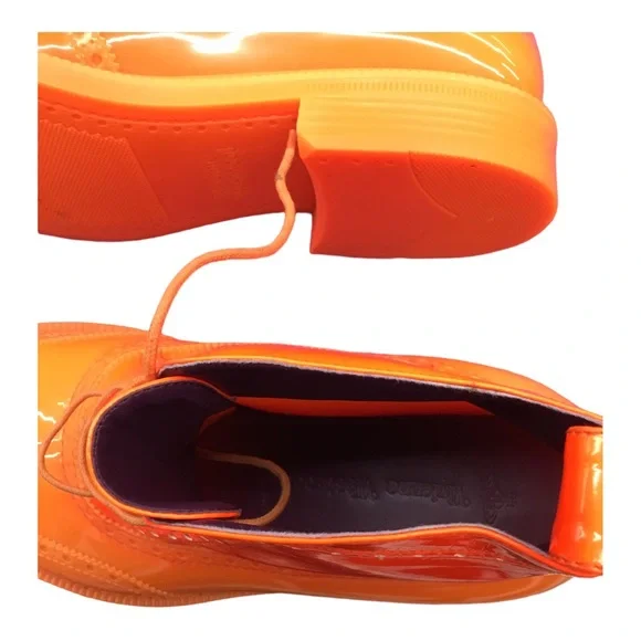 VIVIENNE WESTWOOD Neon Orange Rain Snow High Top Laced Boots  display picture 2